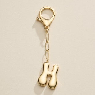 Gold Plated Bubble Letter Initial Keychain