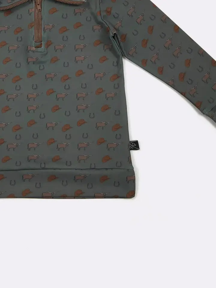 Juniper Longhorn Boys Quarter Zip Top