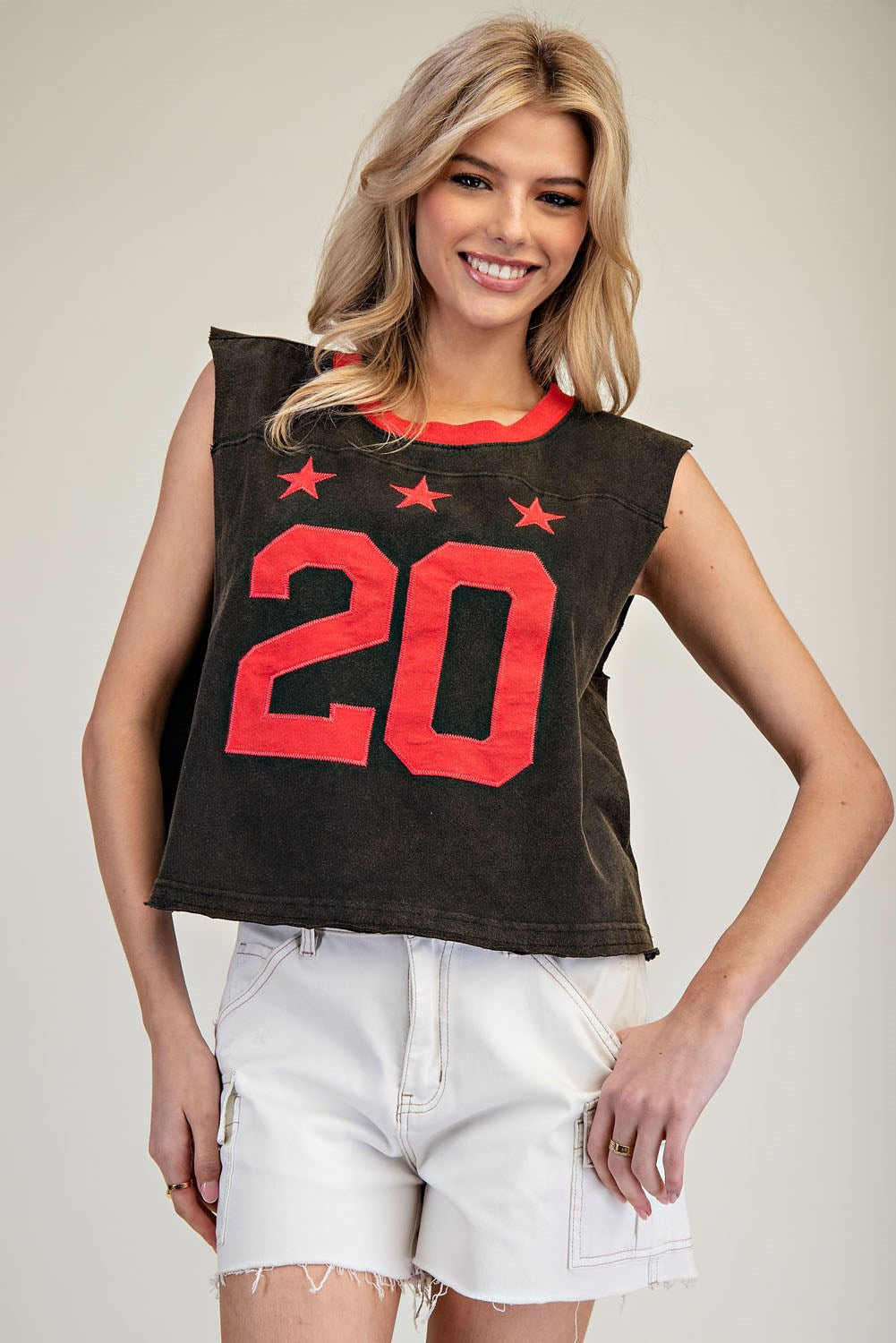 Ash Brown "20" Cropped Tank Top