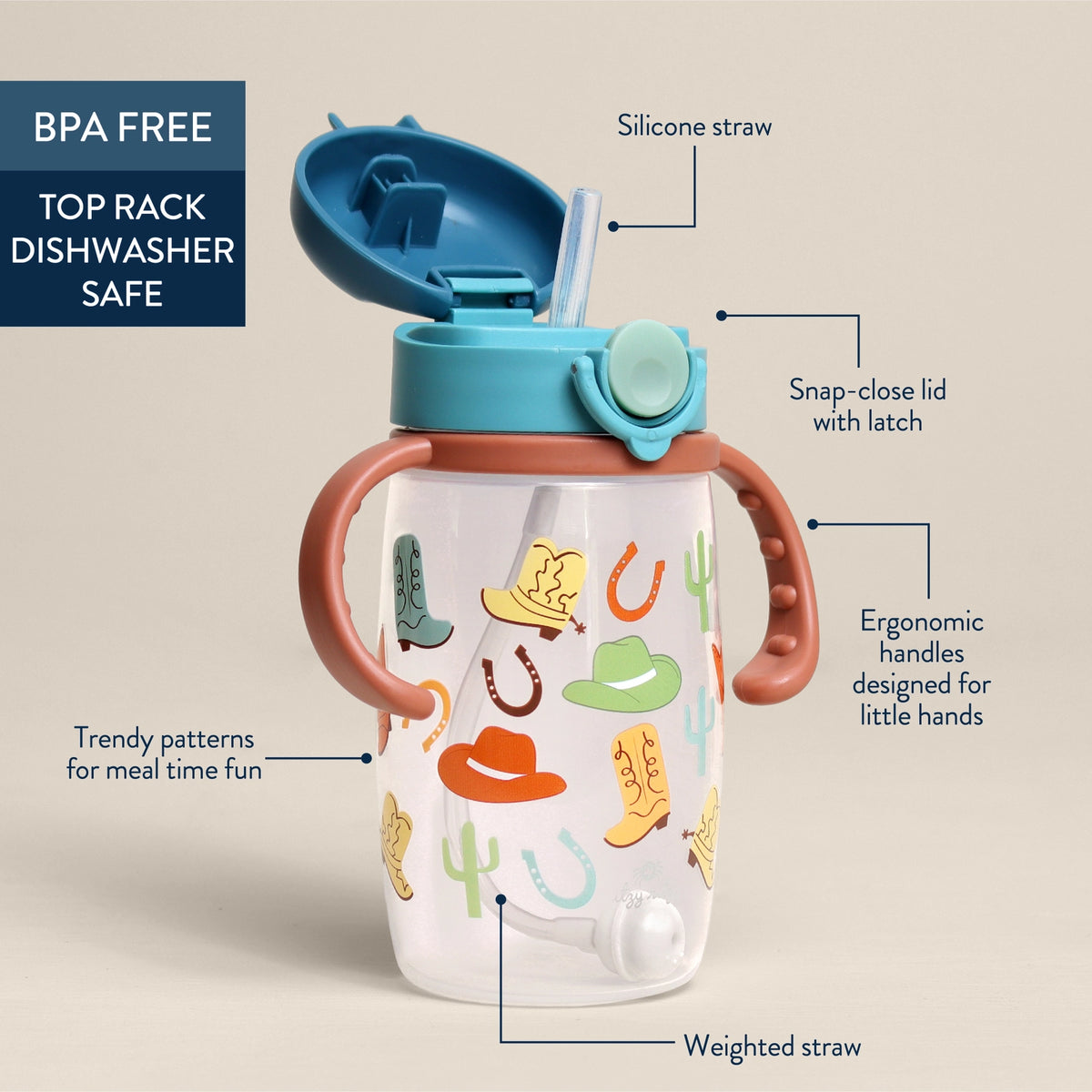 Itzy Sips Giddy Up Weighted Straw Cup