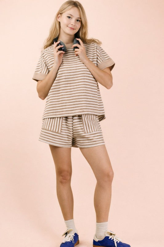 Striped Comfy Knit Short Set