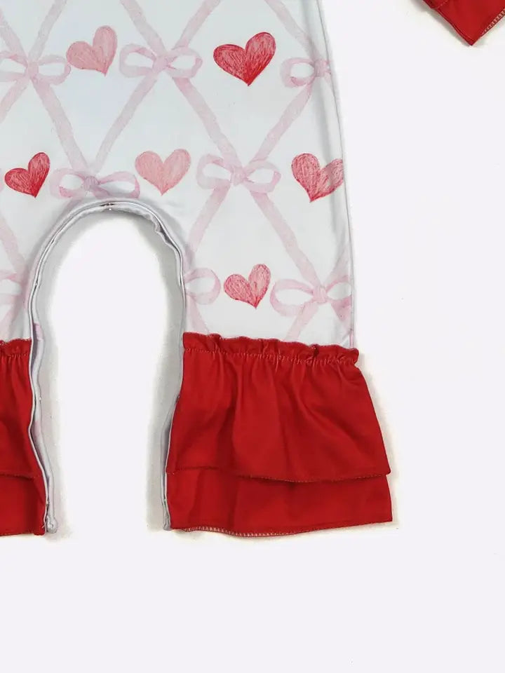 Coquette Heart Baby Girl Romper