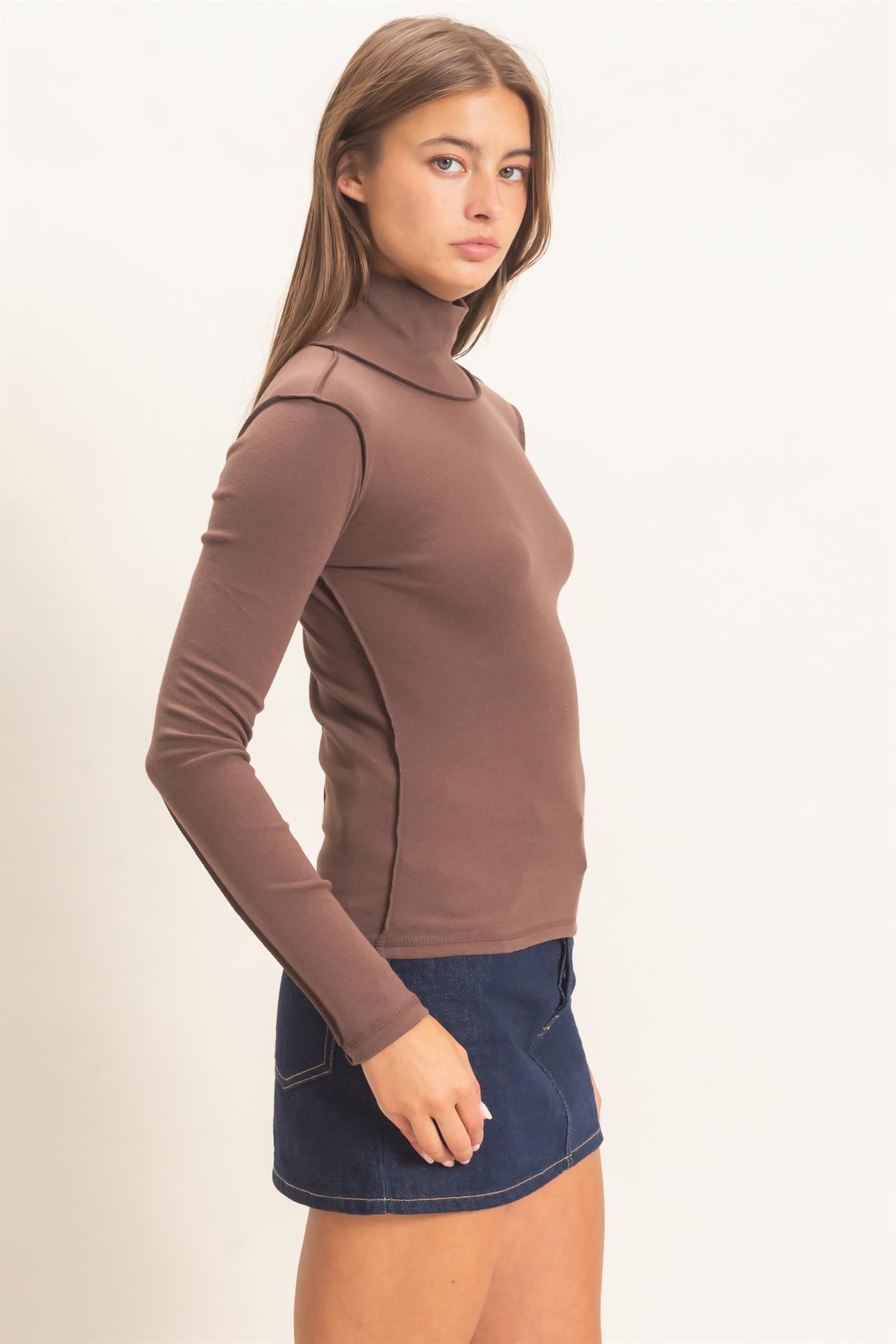 Turtleneck Exposed Seams Top