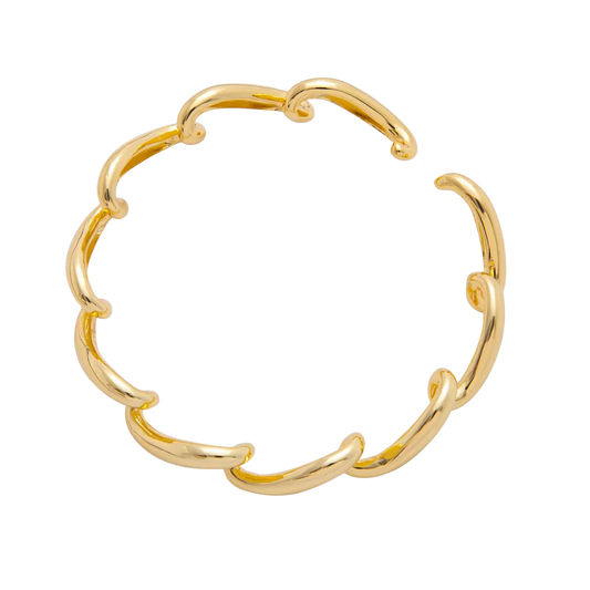 Sculptural Abstract Wave Round Bangle Bracelet
