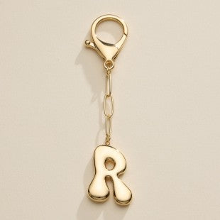 Gold Plated Bubble Letter Initial Keychain
