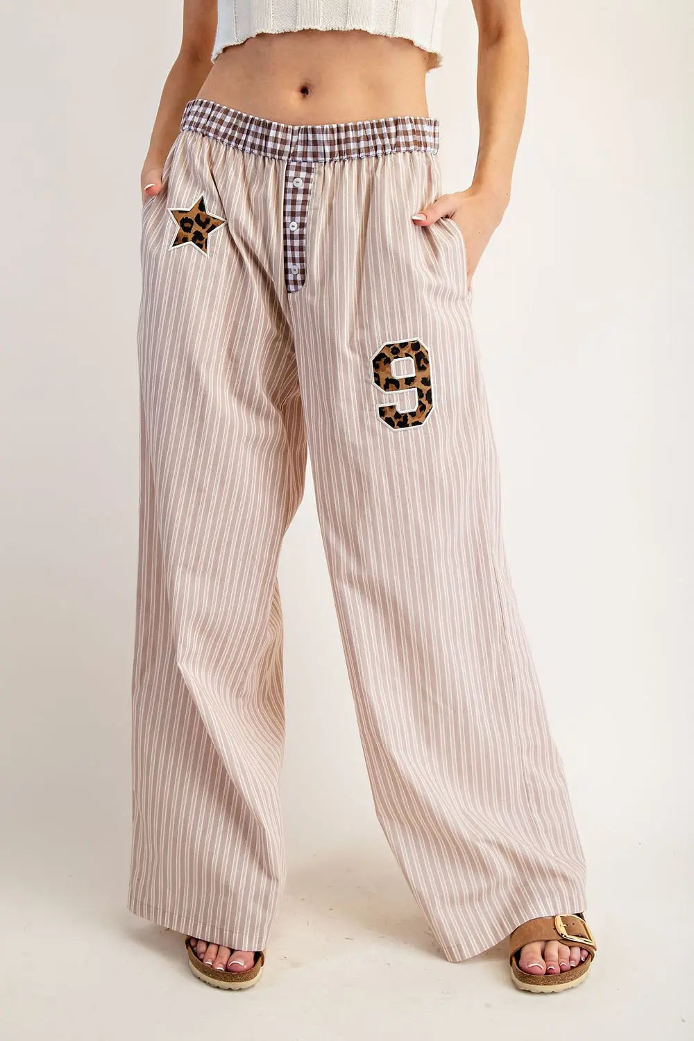 Coco Striped Leopard Applique Shirt & Pant Set