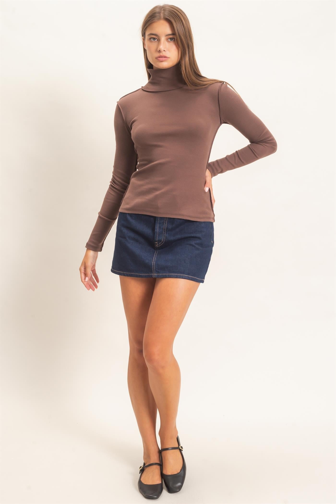 Turtleneck Exposed Seams Top
