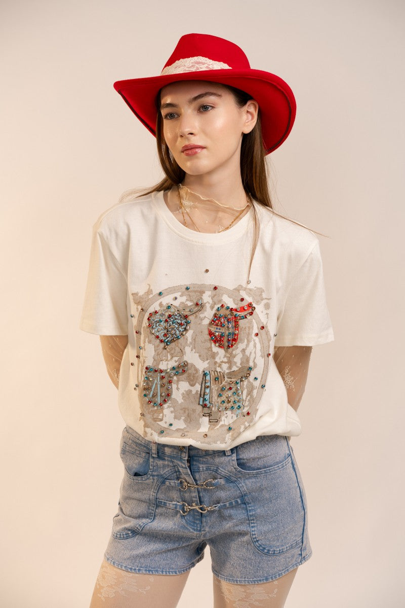 Vintage Embellished Saddle T-Shirt
