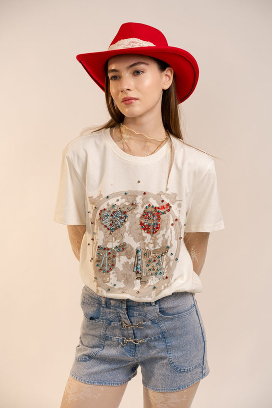 Vintage Embellished Saddle T-Shirt