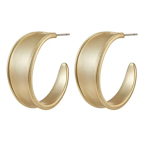 1.25" Matte Gold Hoop Post Earrings