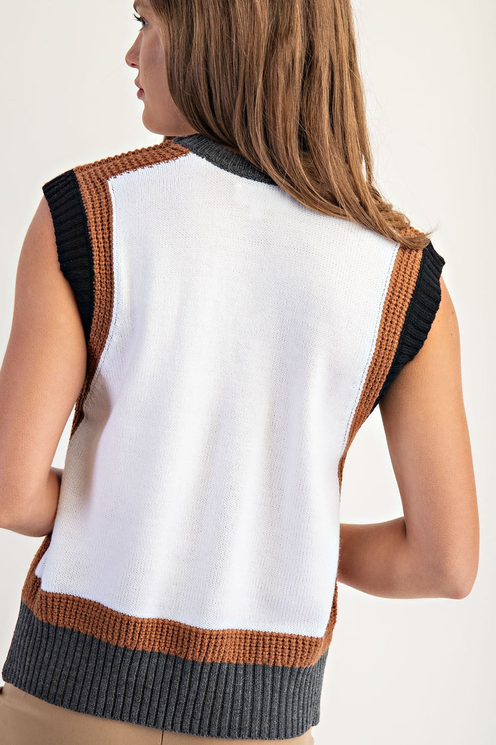 Color Block Cap Sleeve Knit Top