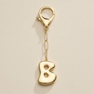Gold Plated Bubble Letter Initial Keychain