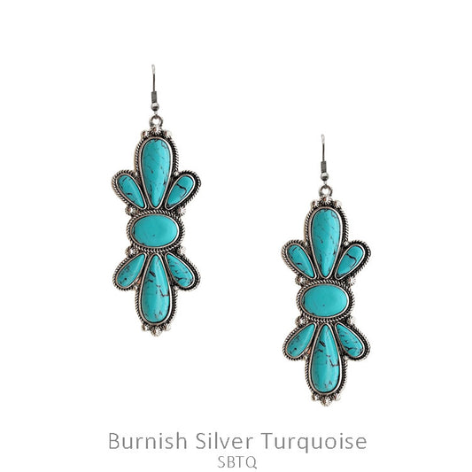 Turquoise Elongated Concho Earring