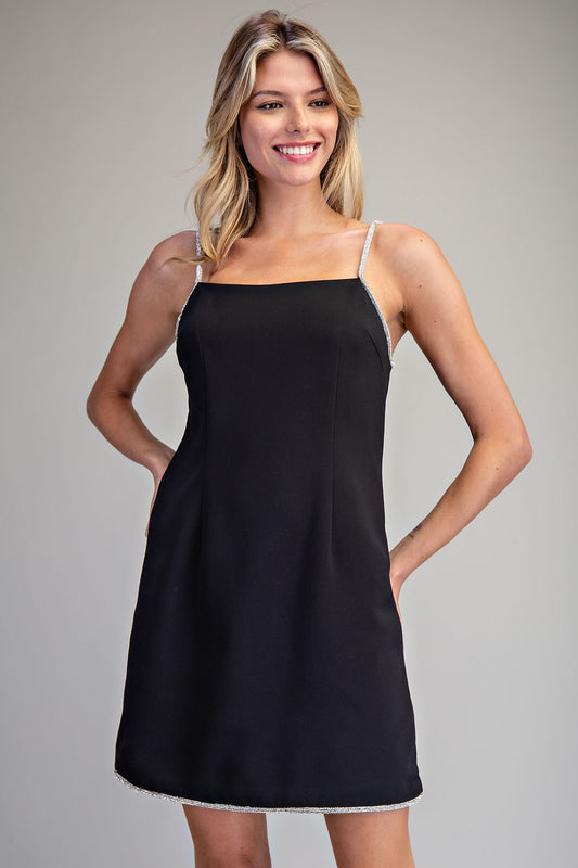 Rhinestone Spaghetti Strap Mini Dress
