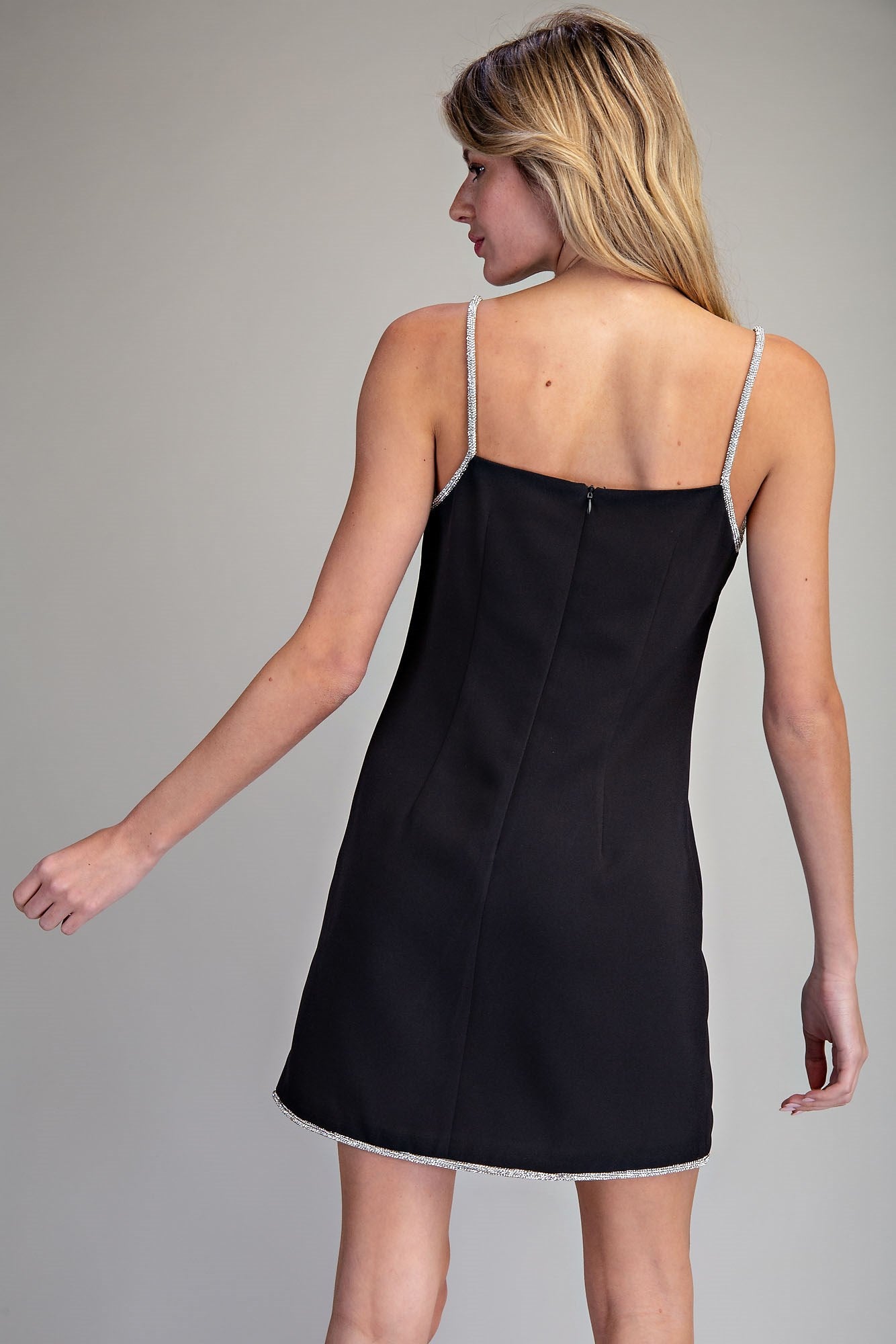 Rhinestone Spaghetti Strap Mini Dress