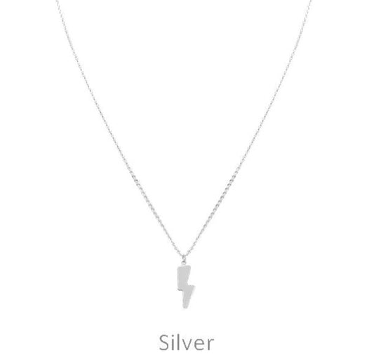 Dainty Silver Lightning Bolt Necklace