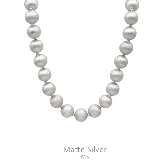 Matte Silver Graduated Bead Necklace