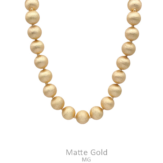 Matte Gold Graduated Bead Necklace