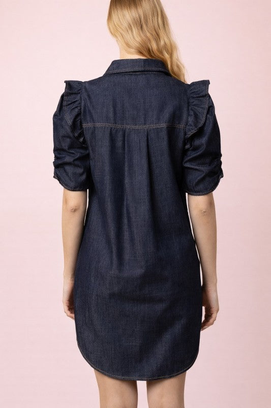Dark Indigo Button Down Mini Shirt Dress