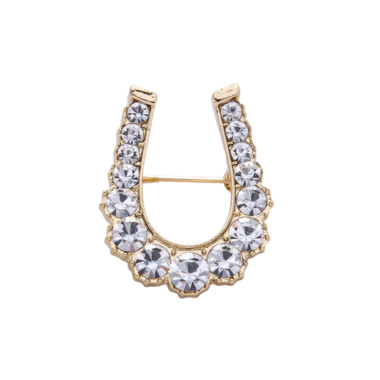 Gold Diamond Horseshoe Gradient Crystal Brooch Pin