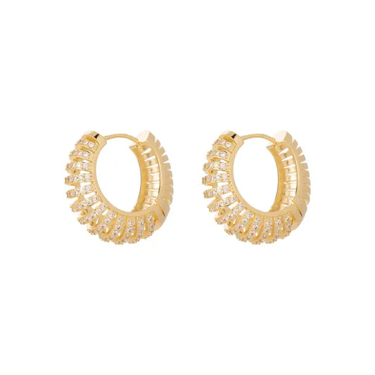 Stacked Gold CZ Statement Huggies