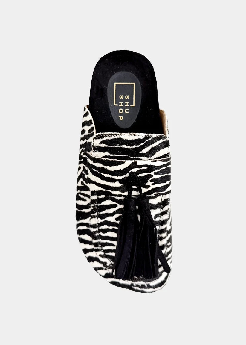 She Shop Ariana Zebra Hair Tassel Mule
