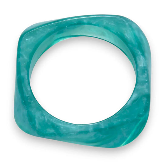 Teal Resin Minimalist Square Bangle