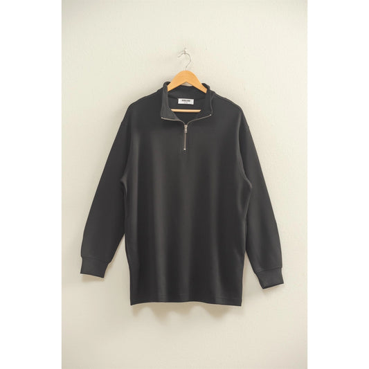 Black Scuba Half Zip Mini Dress
