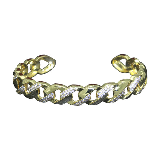 Geometric Curb Icing Gold Cuff Bracelet
