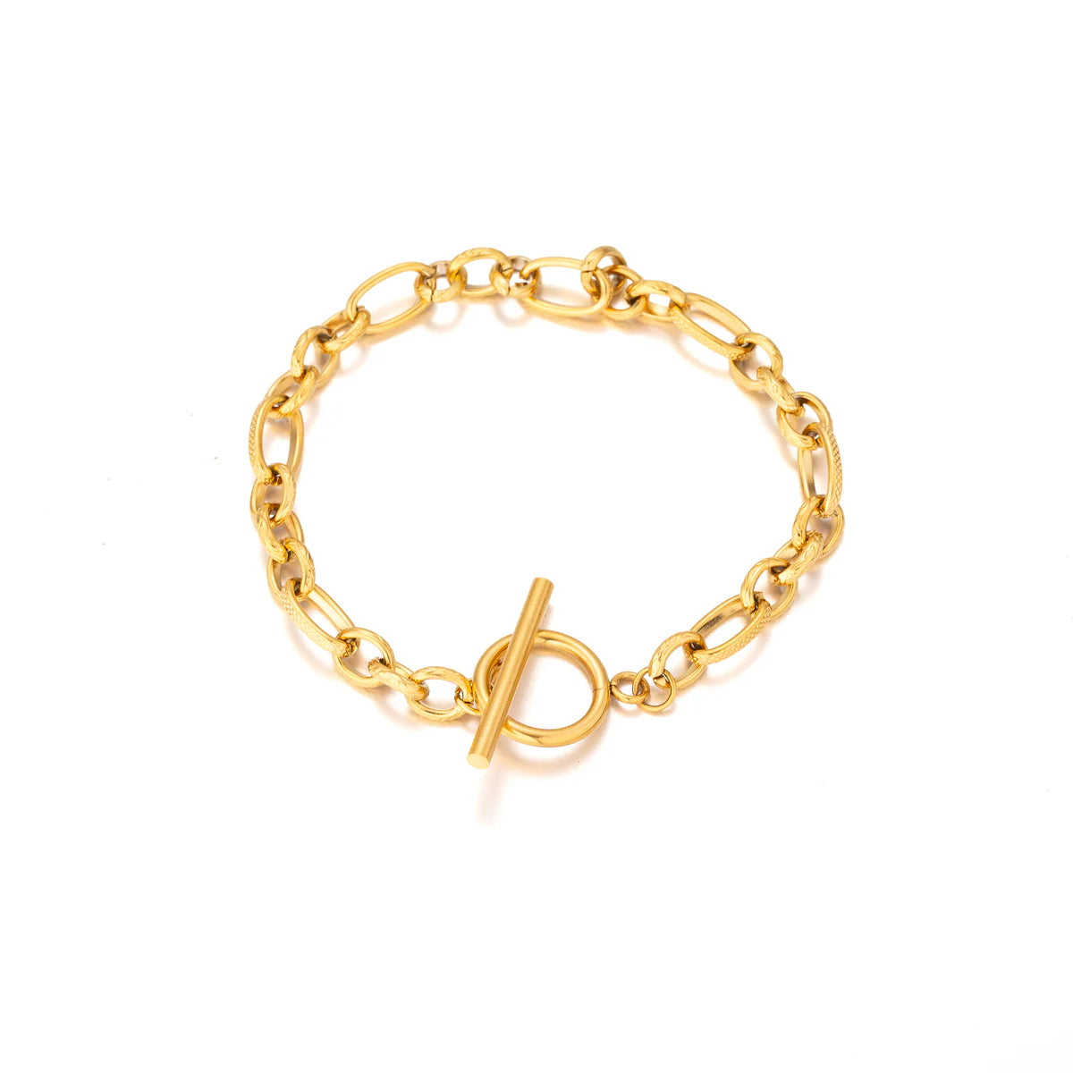 Gold Stainless Steel Oval Link Paperclip Bracelet