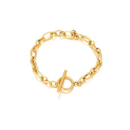 Gold Stainless Steel Oval Link Paperclip Bracelet
