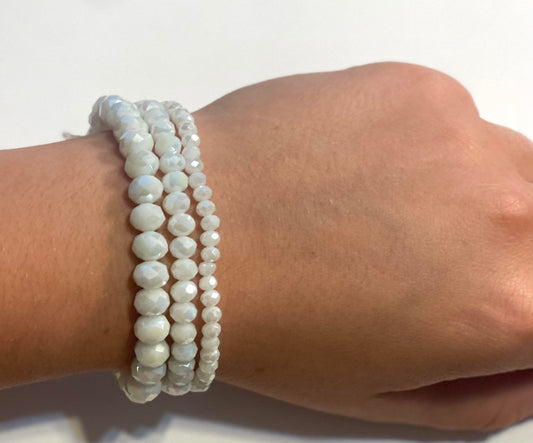 White Bead Bracelet Set