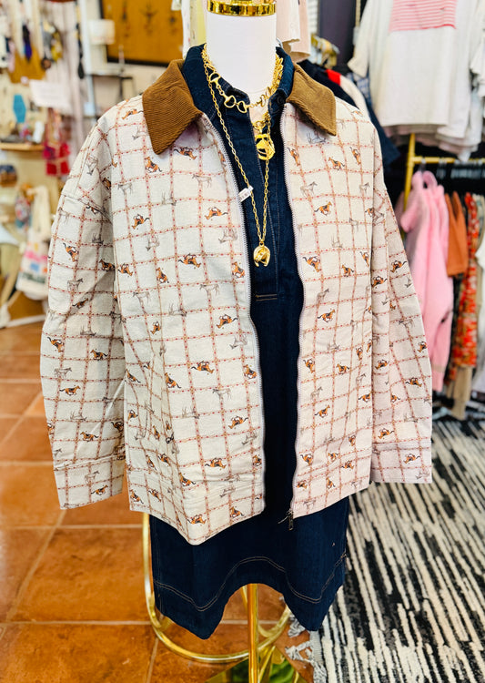 Race Horse Printed Denim Jacket
