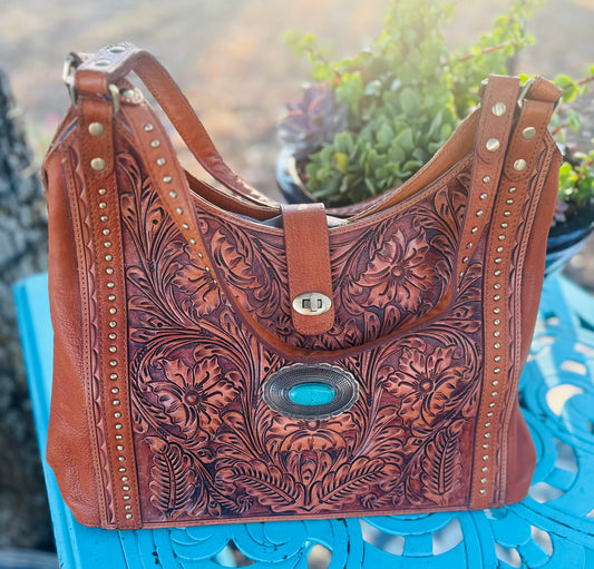 Large Tooled Tote/Purse