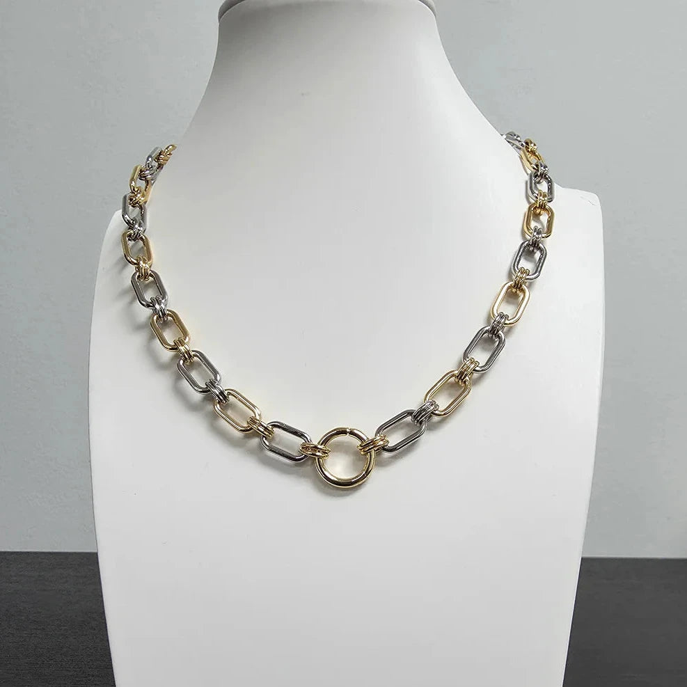 Mix Metal Paper Clip Necklace