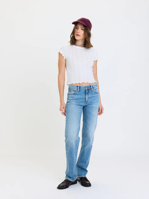 DAZE Rebel Mid Rise Slim Straight- On Repeat Blue