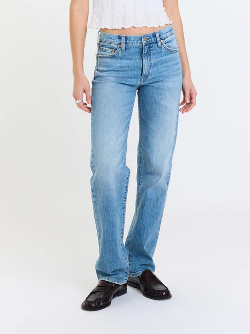 DAZE Rebel Mid Rise Slim Straight- On Repeat Blue