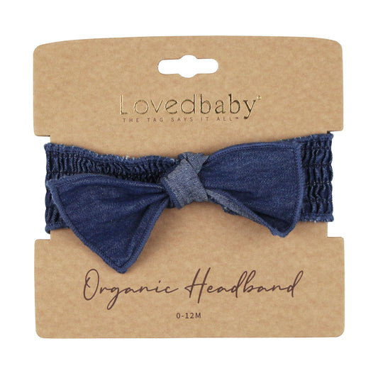 L'oved Baby Denim Smocked Headband- 3 Sizes