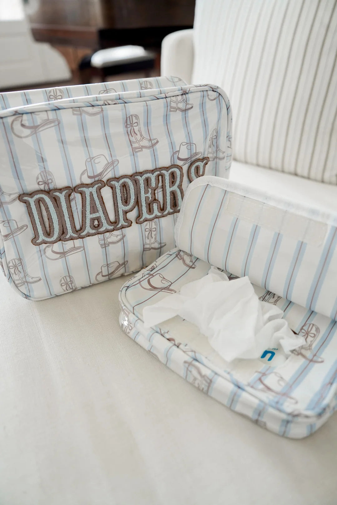 Diapers XL - Western Blues Clear Coat Bag