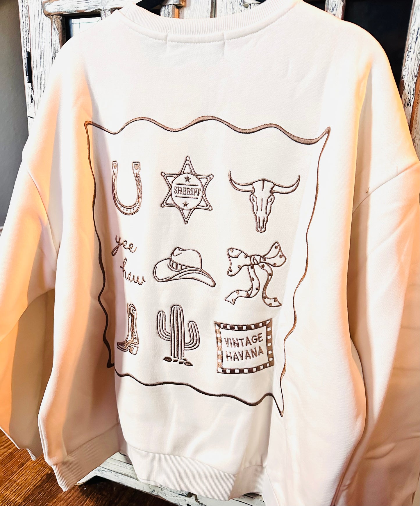 Coconut Lucky Embroidered Fleece Sweatshirt