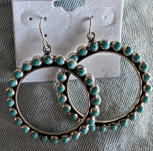 Sterling & Turquoise Dangle Hoops