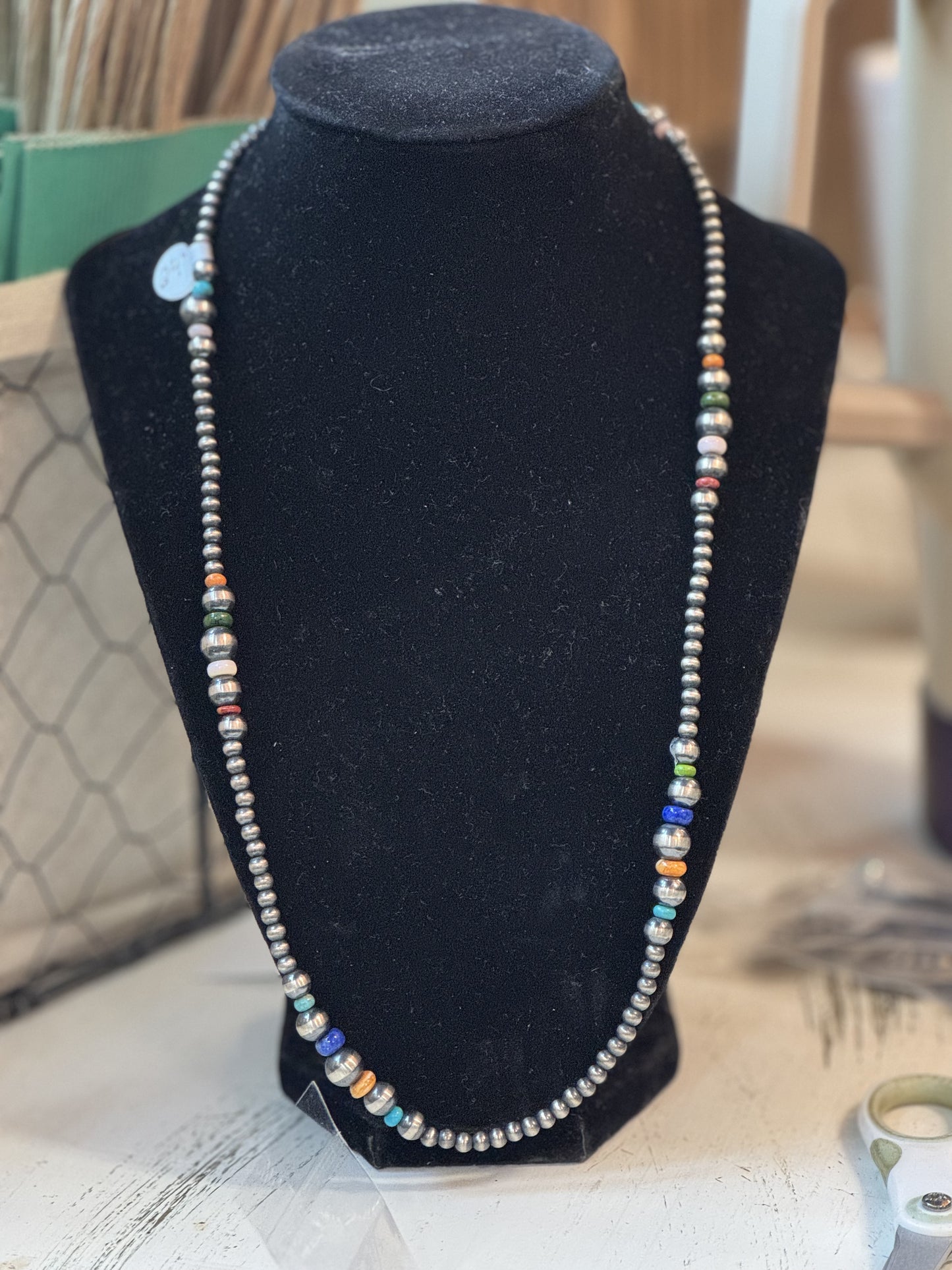 24” Authentic Navajo Pearl Sterling Silver Necklace