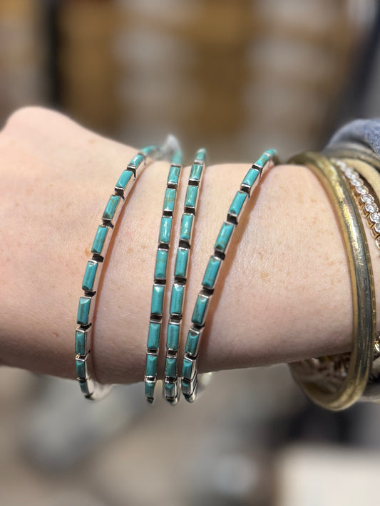 Sterling Silver Turquoise Skinny Bangle