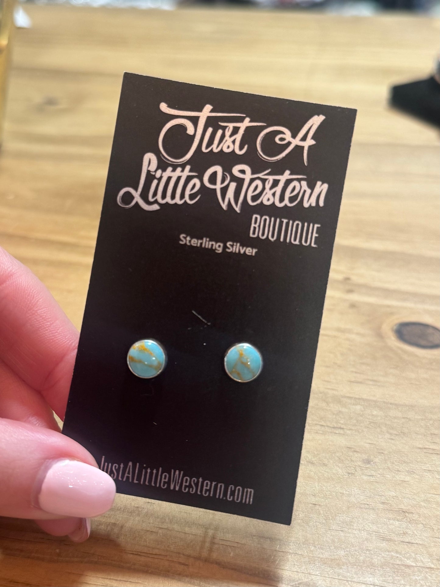 Sterling Large Turquoise Round Stud Earrings