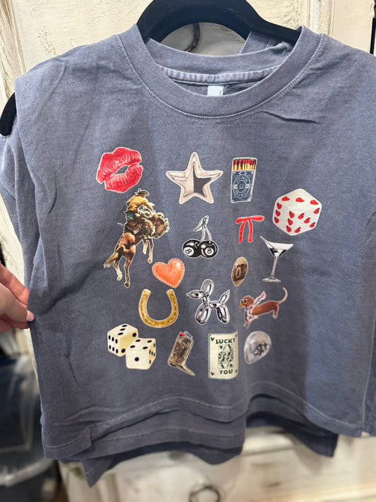Cowgirl Couture Collage on Navy Muscle Tank-LF