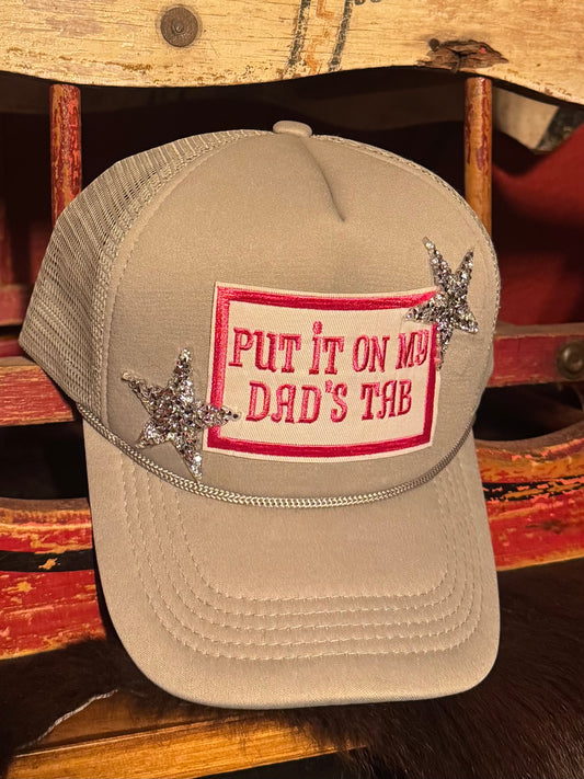 Put It On My Dads Tap Crystal Star Trucker Cap