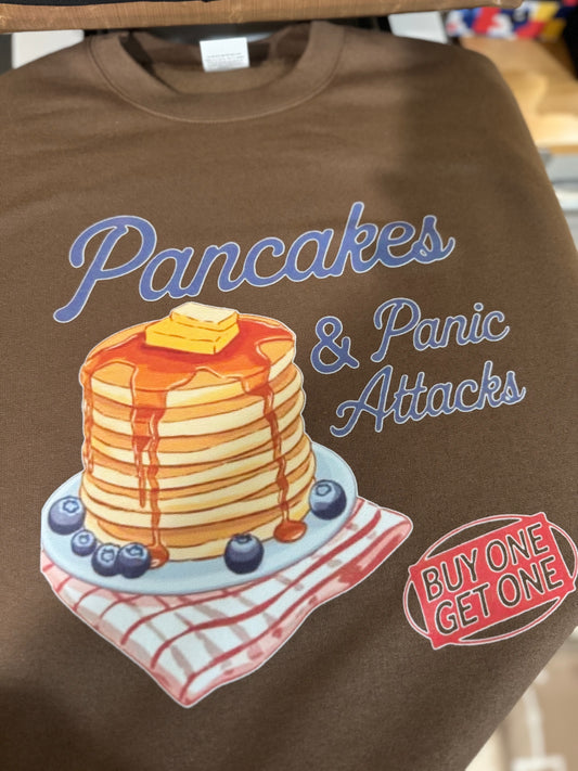 LF-Pancakes & Panic Attacks Brown Sweatshirt