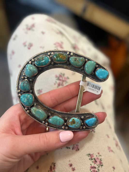 Authentic Turquoise 12 Stone Horseshoe Belt Buckle