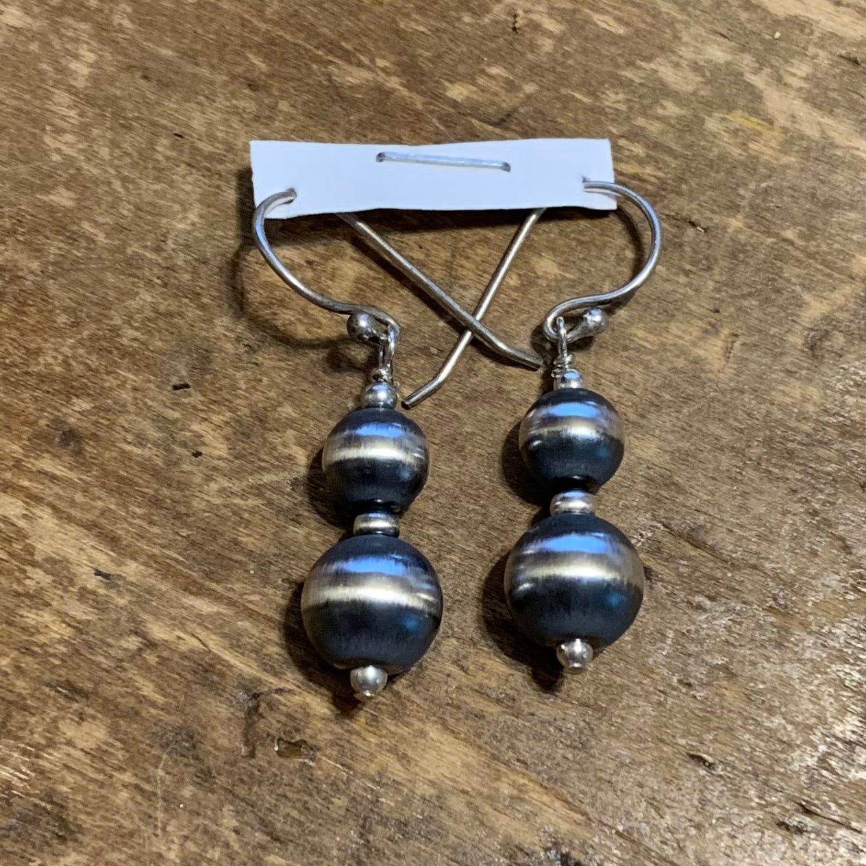 2 Bead Navajo Pearl Drop Earrings-Medium