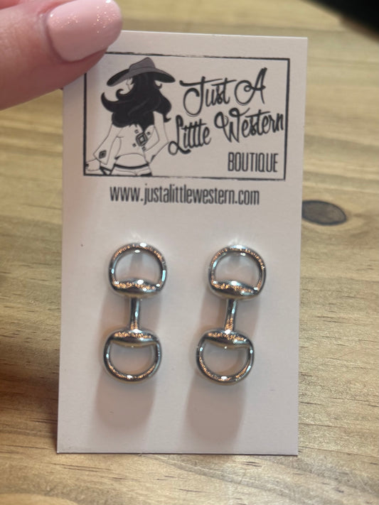 Silver Horse Bit Link Post Earring